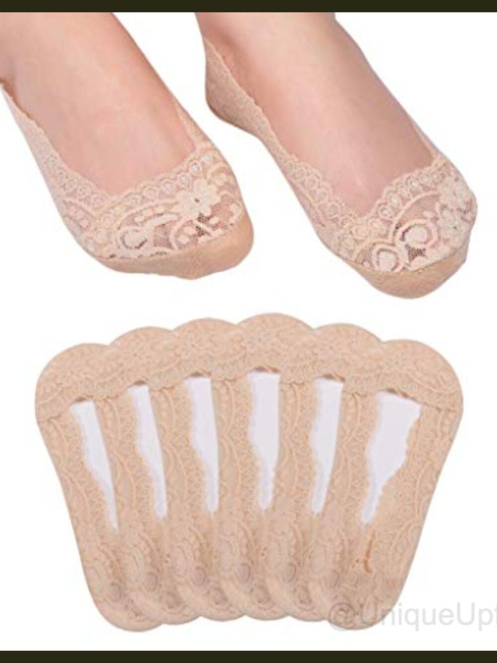 Lace No Show Socks Low Cut Non Slip Invisible Liner Socks for Flats Pumps